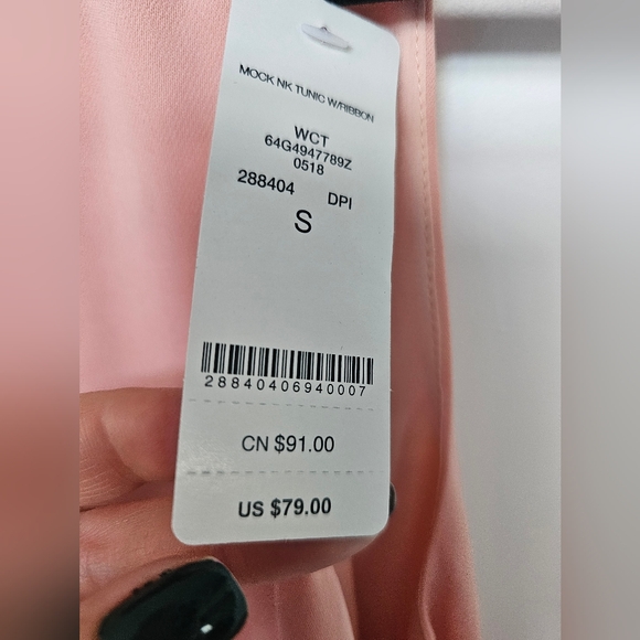 Bebe Blouse tunic with tags Size S pink/salmon color very chic bows and flowy - Picture 2 of 9